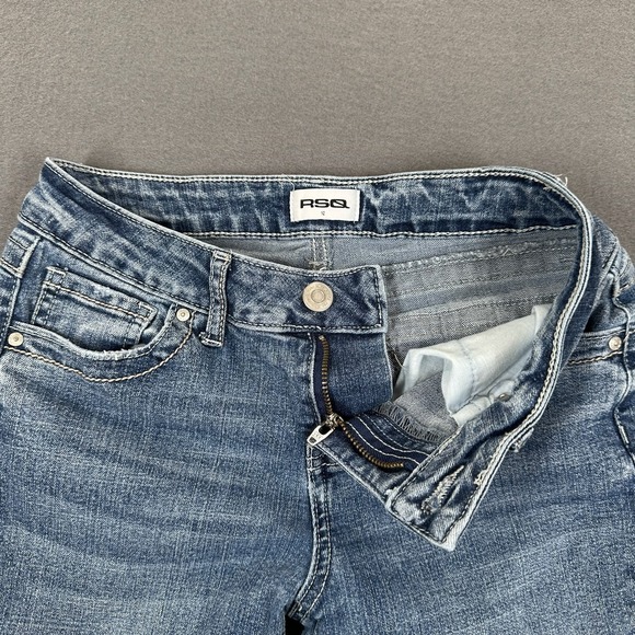 RSQ Jeans Girls 12 Blue Denim Flared Leg Stretch Distressed Y2K Grunge - Picture 4 of 12